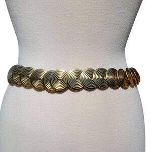 Vintage Metal Gold Disc Stretch Belt